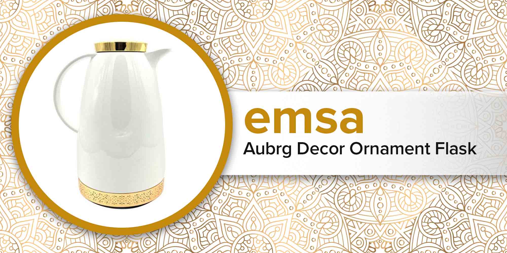 Aubrg Decor Ornament Flask White/Gold 1.8Liters