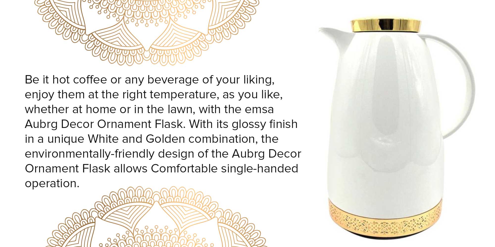 Aubrg Decor Ornament Flask White/Gold 1.8Liters