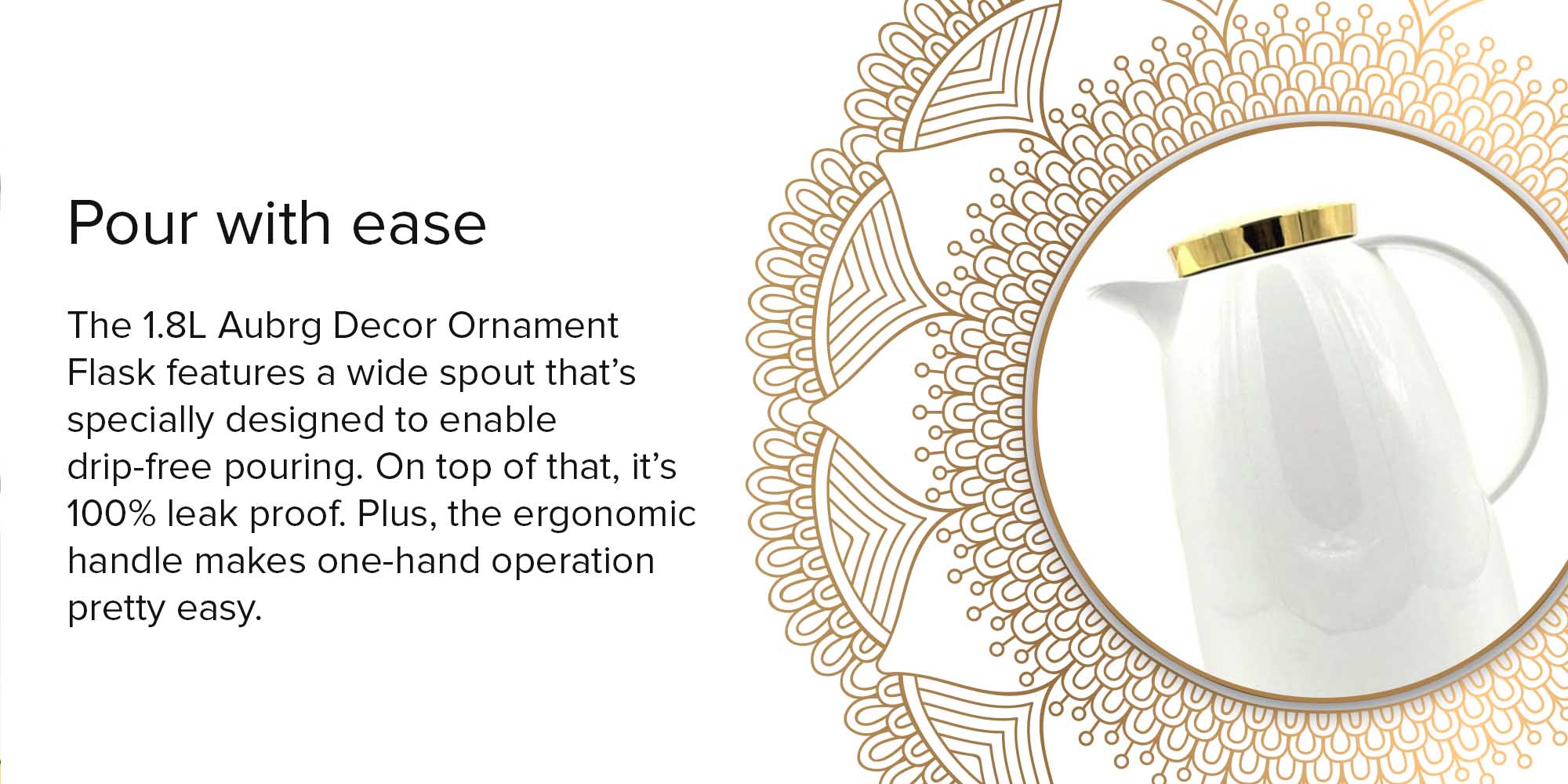 Aubrg Decor Ornament Flask White/Gold 1.8Liters