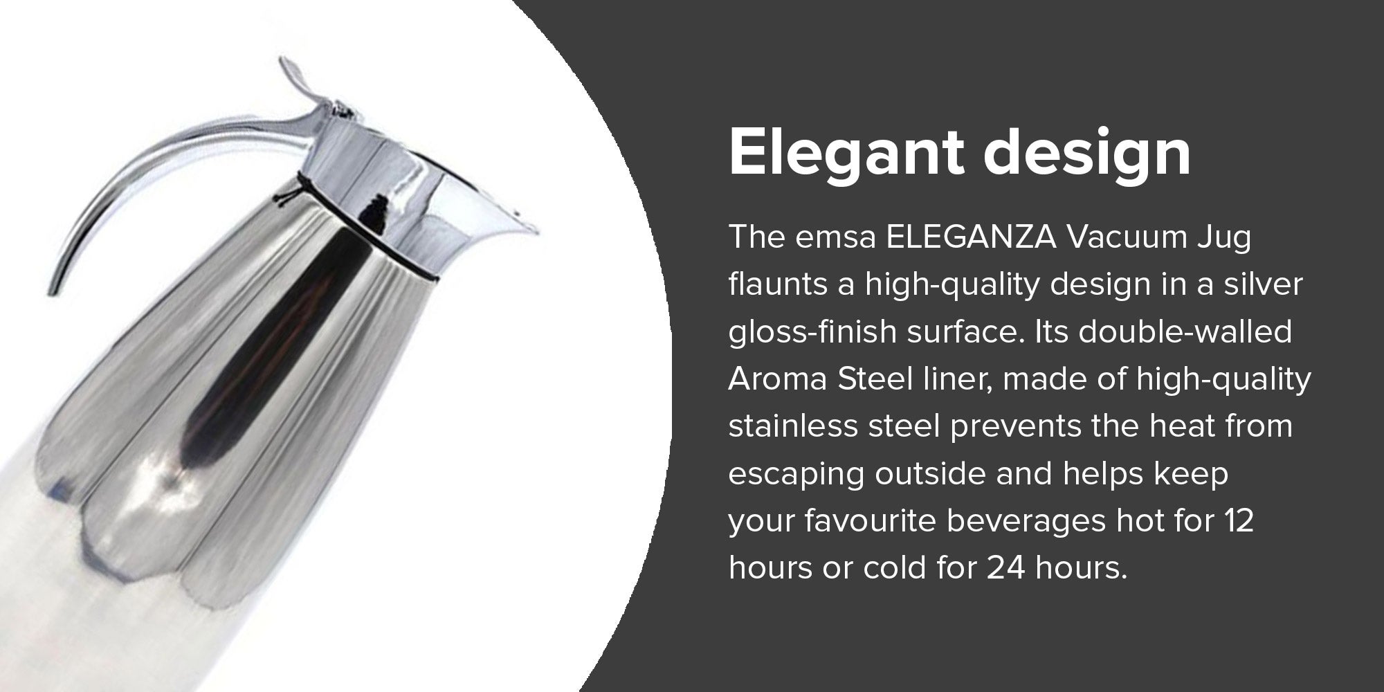 Eleganza Stainless Steel Flask Silver 1Liters