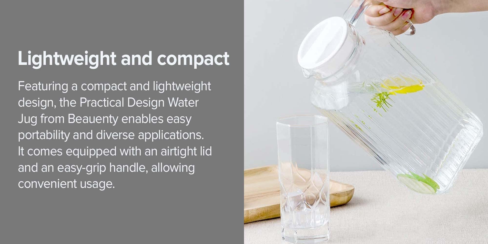 Design Pracitcal Durable Water jug Clear/White 25.7x12.5cm