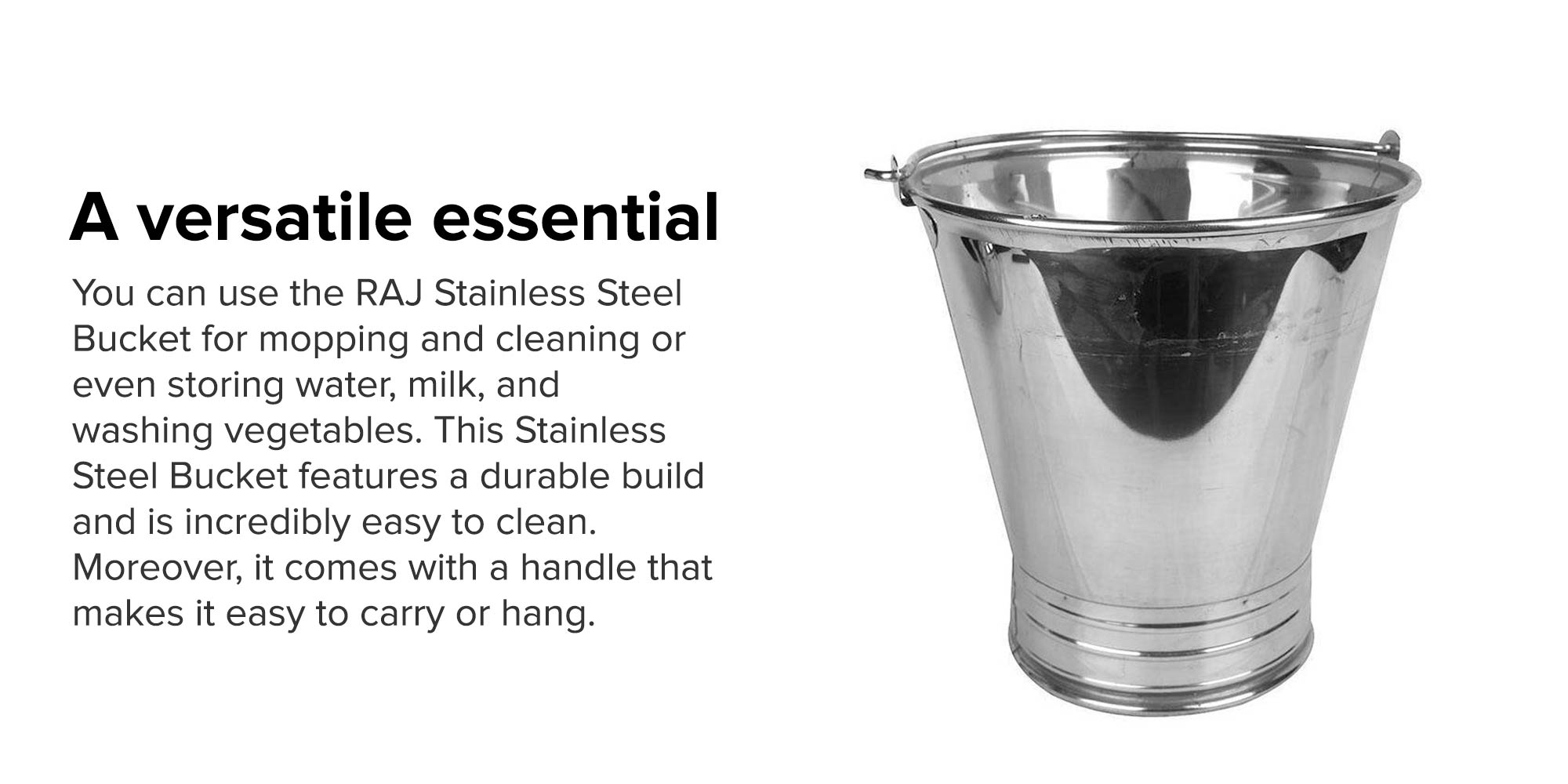 Stainless Steel Bucket Silver 10Liters