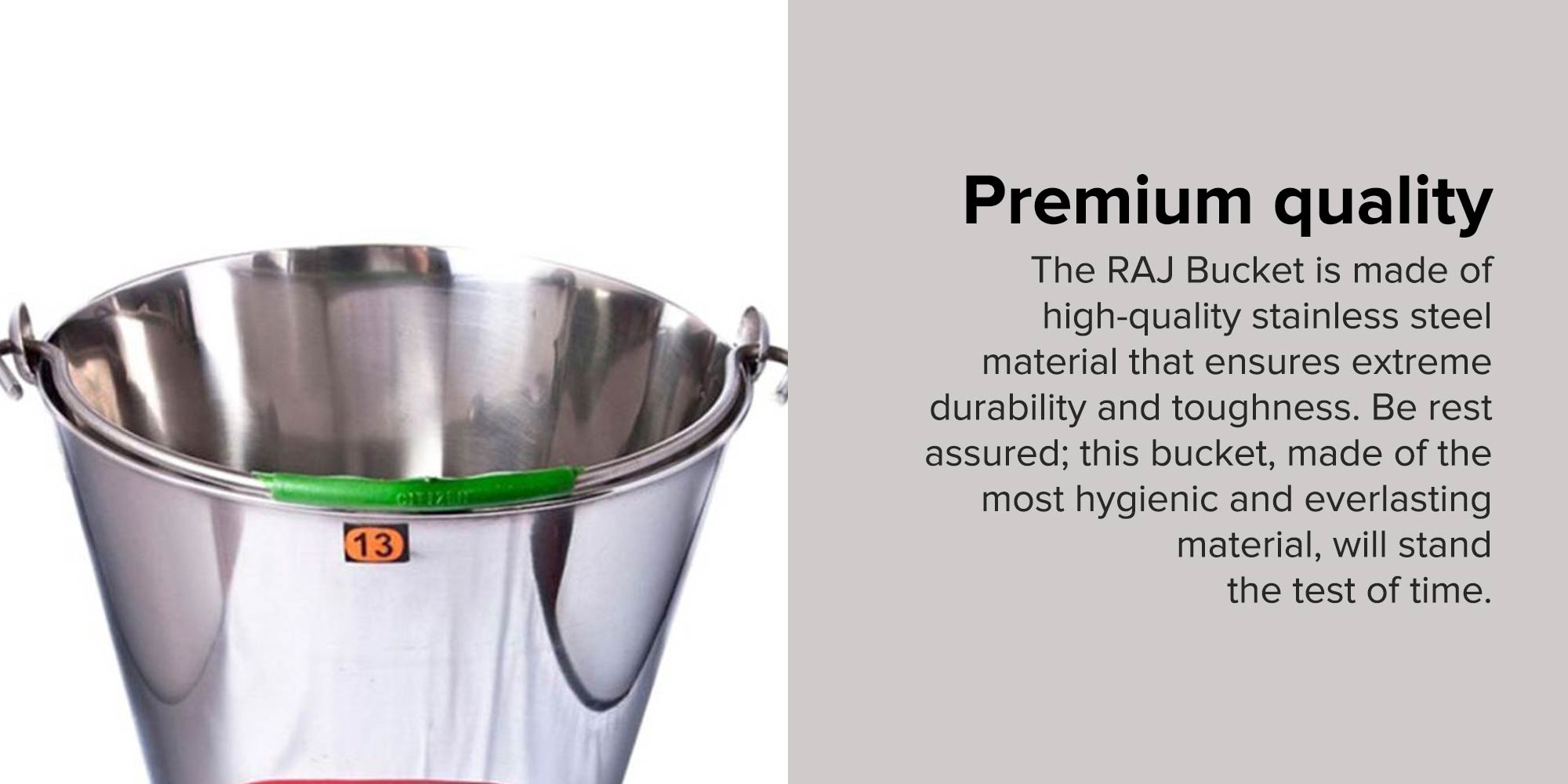 Stainless Steel Bucket Silver 10Liters