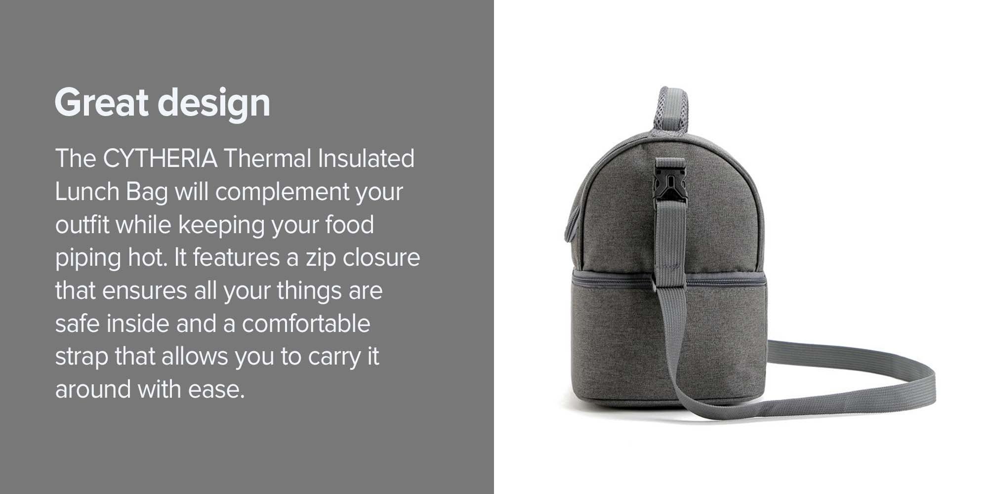 Thermal Insulated Lunch Bag Grey/Black
