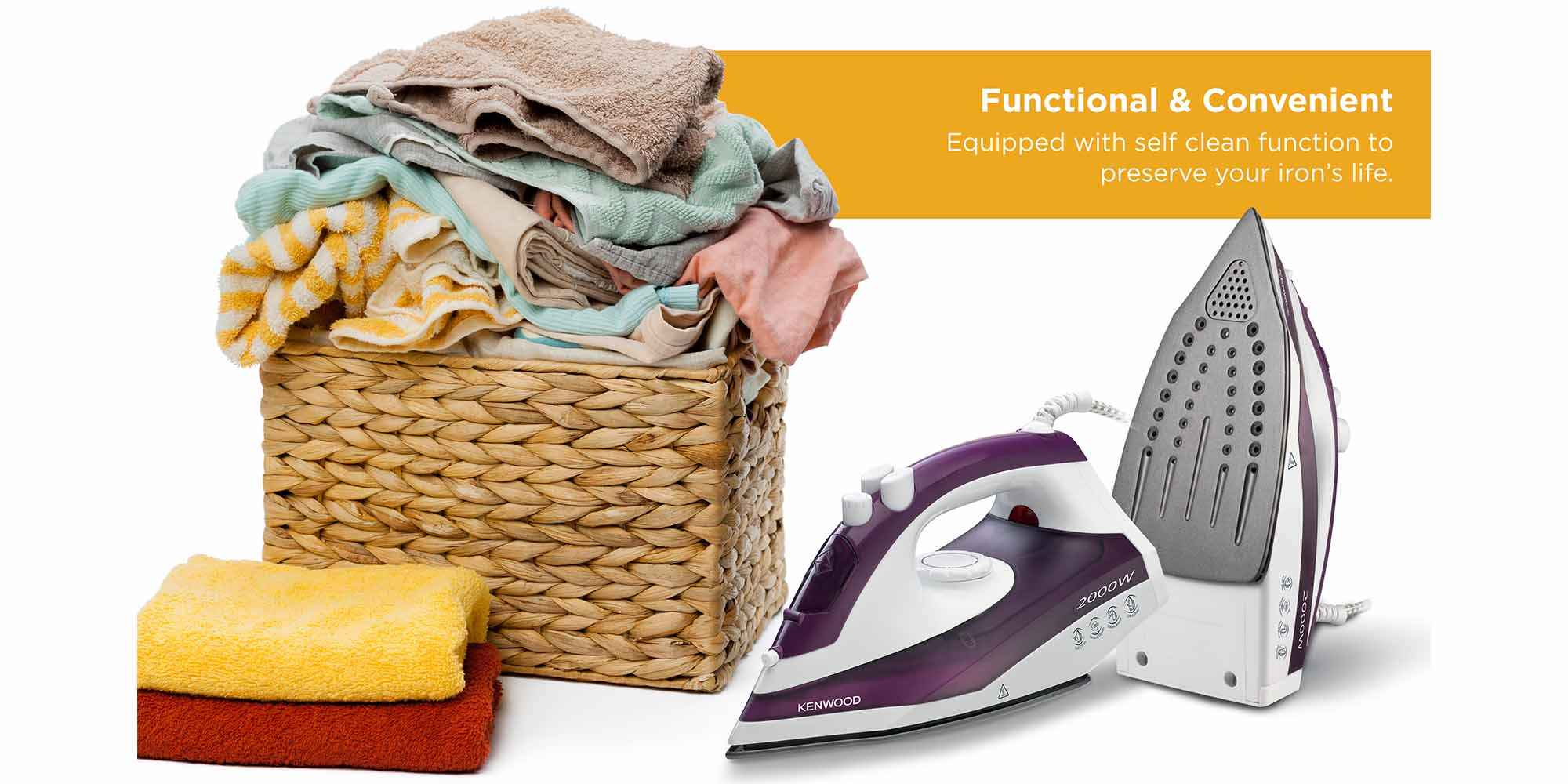 Steam iron, Non Stick Soleplate, Self Clean Function, Water Spray, 120G Steam Shot, 250 ml 2000 W STP40.000WP Purple/White
