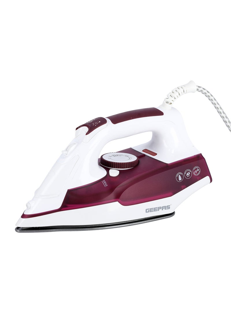 Steam Iron With Non-Stick Soleplate, Powerful Steam, Effortless Wrinkle Removal 240 ml 2400 W GSI7809 Maroon & White