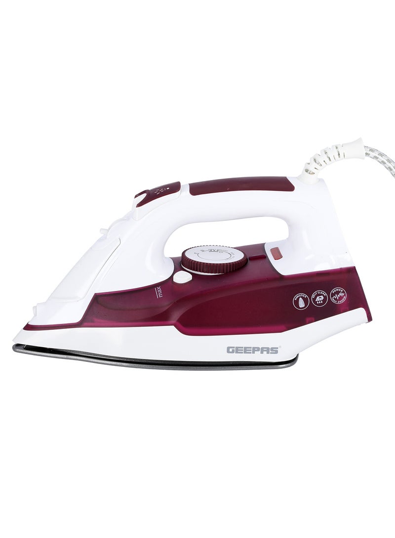 Steam Iron With Non-Stick Soleplate, Powerful Steam, Effortless Wrinkle Removal 240 ml 2400 W GSI7809 Maroon & White