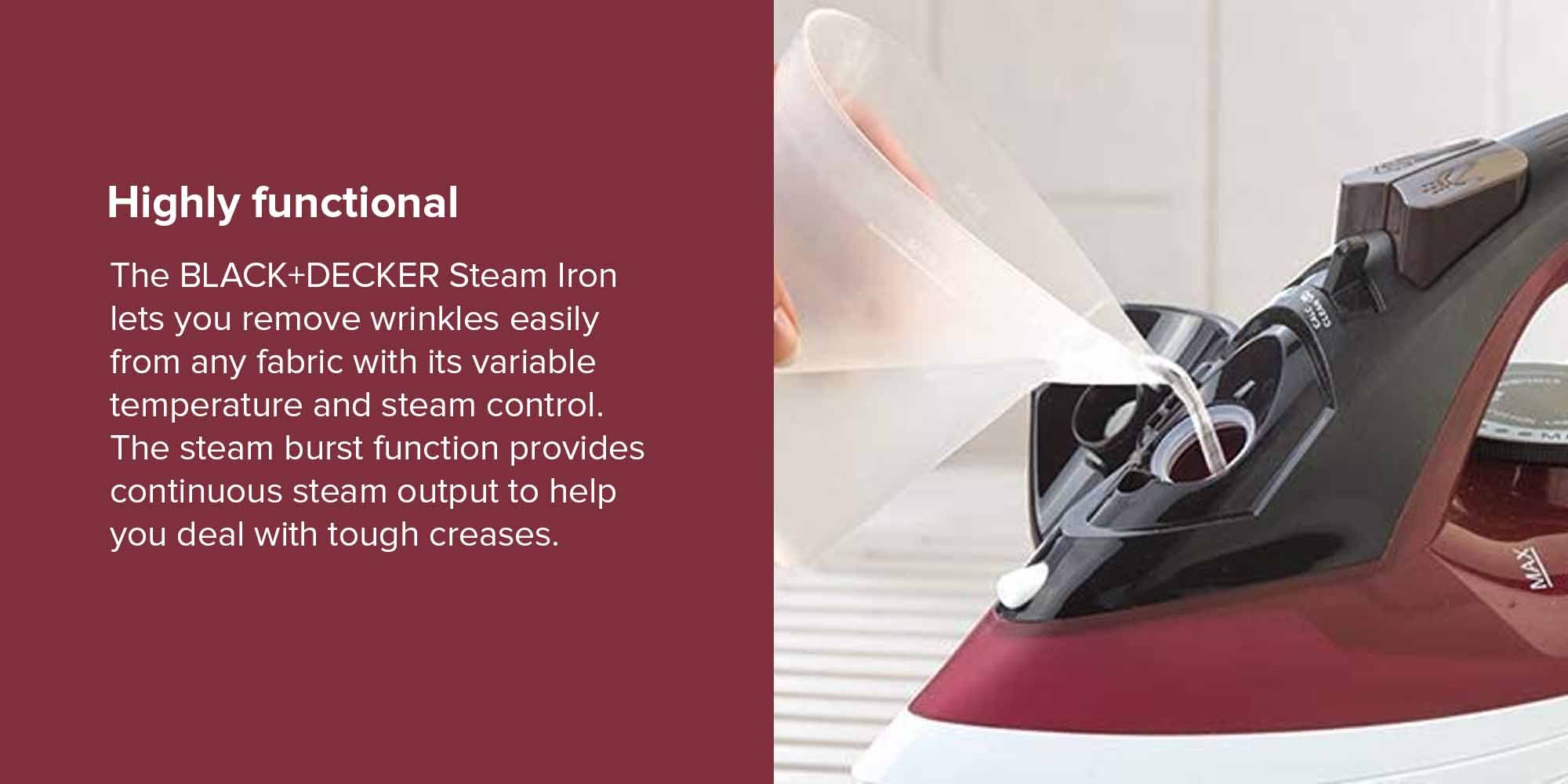 Steam Iron with Non-Stick Soleplate/Anti-Drip/Anti-Calc/Self Clean Function 300.0 ml 1600.0 W X1550-B5 Red/Black/White