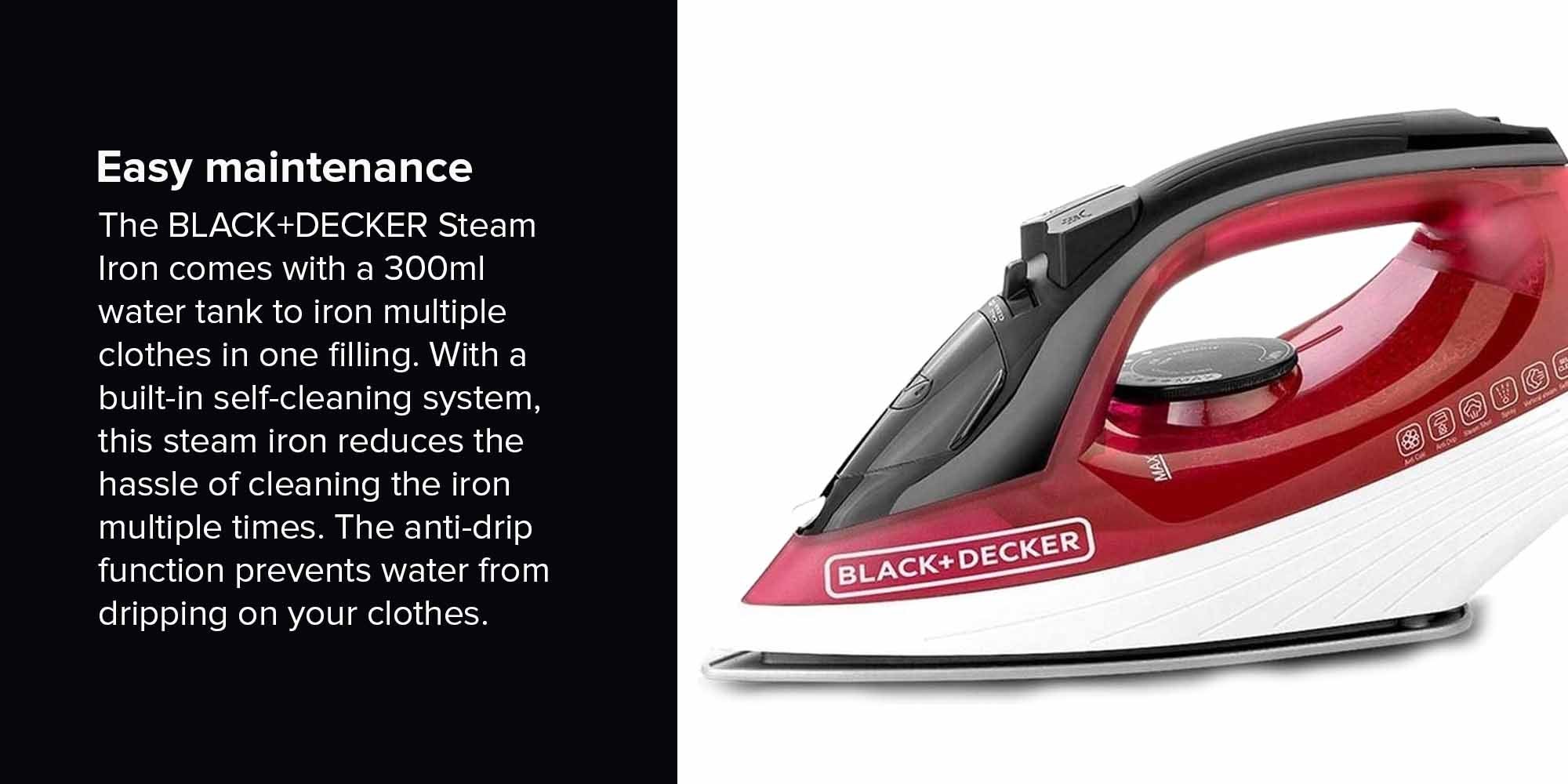 Steam Iron with Non-Stick Soleplate/Anti-Drip/Anti-Calc/Self Clean Function 300.0 ml 1600.0 W X1550-B5 Red/Black/White