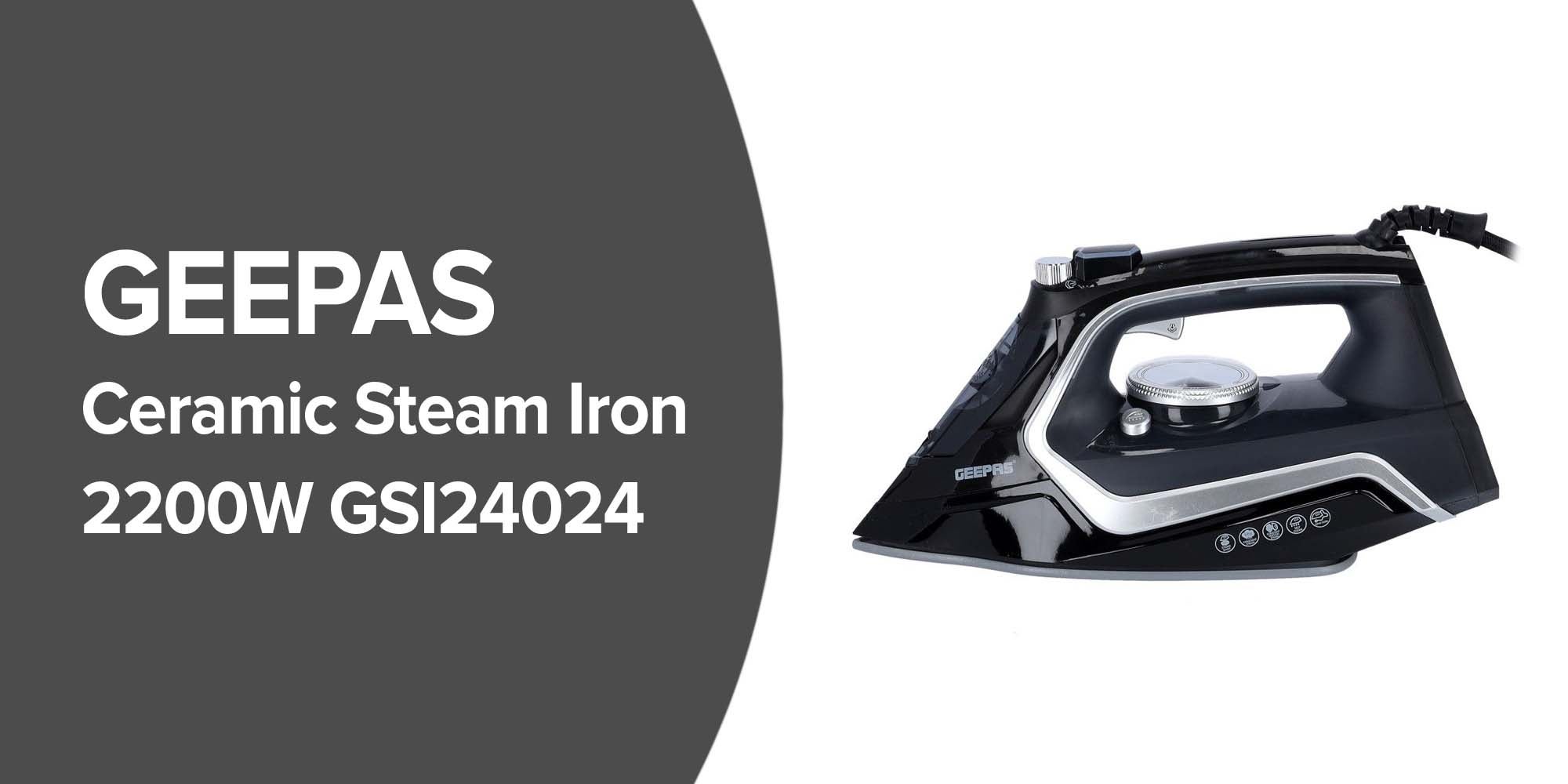 Ceramic Steam Iron, Wet & Dry Iron| 360 Swivel Cord | 2200W Steam Iron with Self Cleaning Function | Steam Iron with Adjustable Thermostat 0.26 L 2200.0 W GSI24024 Black