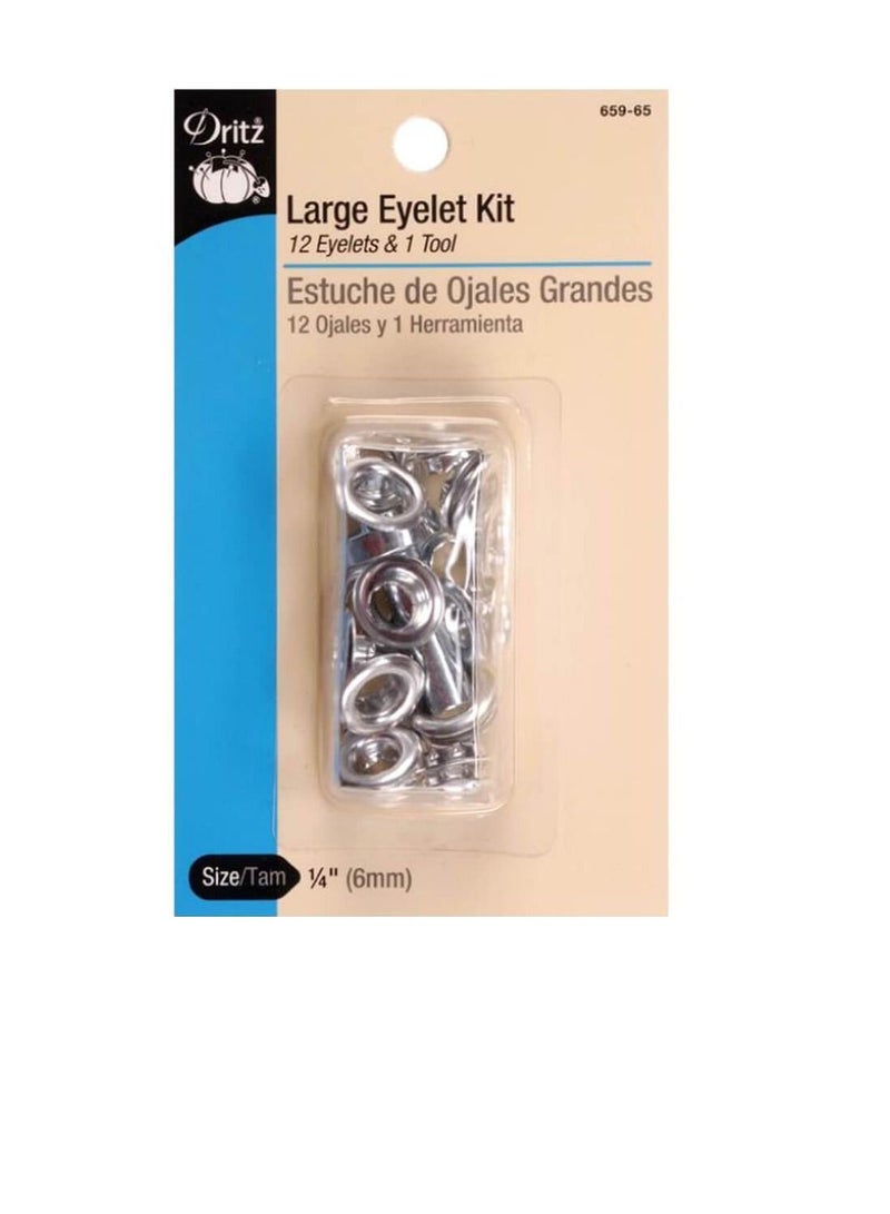 Dritz Eyelet Kit with Tools 1/4in 12/Pkg Nickel