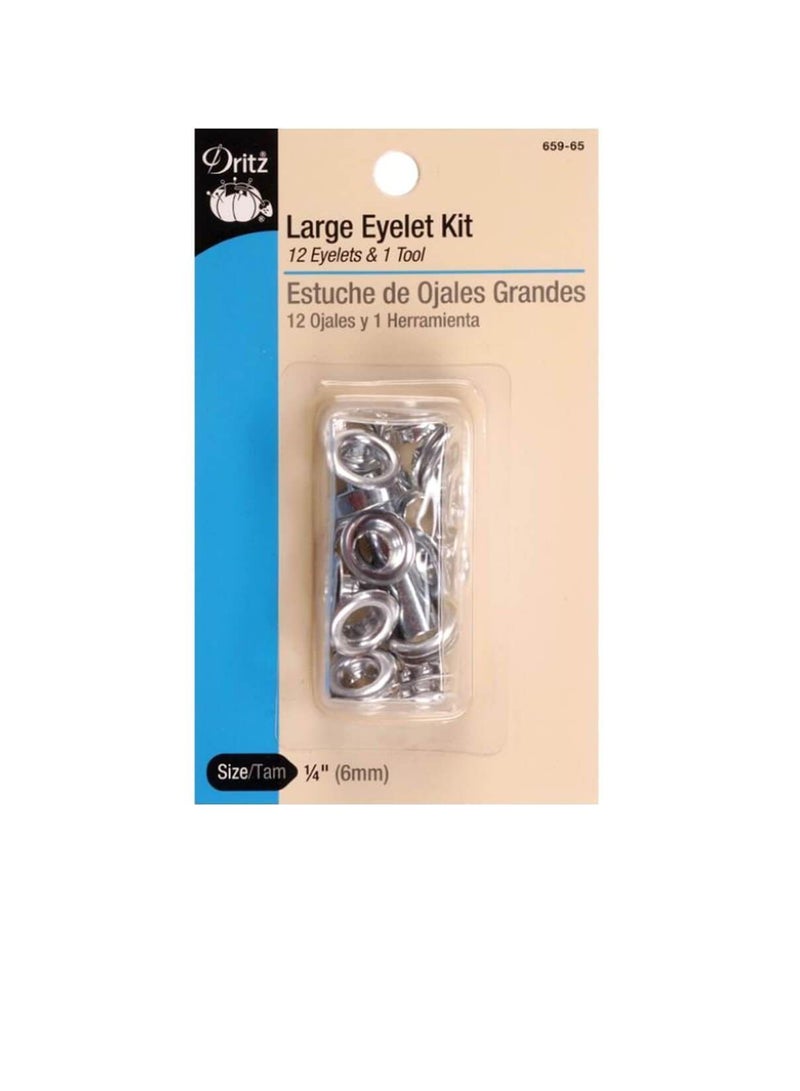 Dritz Eyelet Kit with Tools 1/4in 12/Pkg Nickel