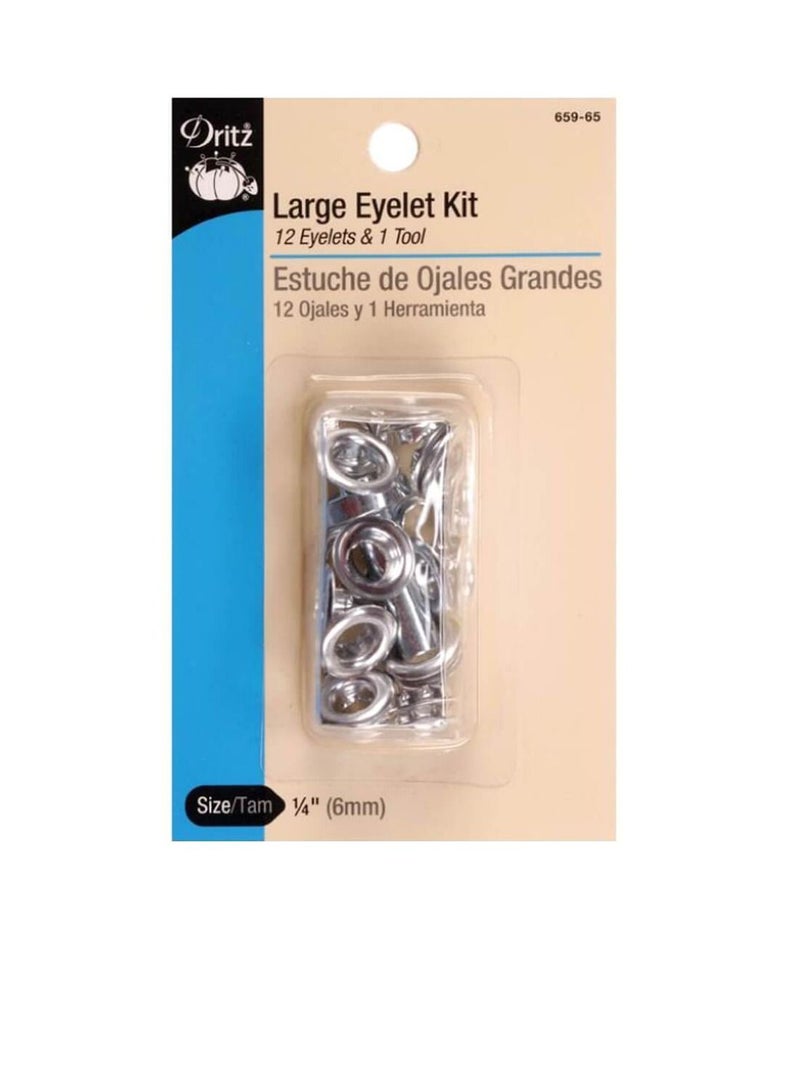 Dritz Eyelet Kit with Tools 1/4in 12/Pkg Nickel