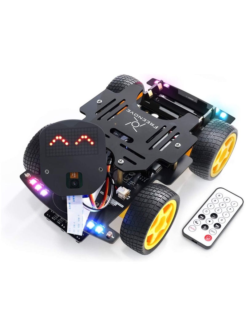 4WD Car Kit for ESP32 WROVER (Included) (Compatible with Arduino IDE) Camera Dot Matrix Expressions Obstacle Avoidance Line Tracking Light Tracing Colorful Light Remote App