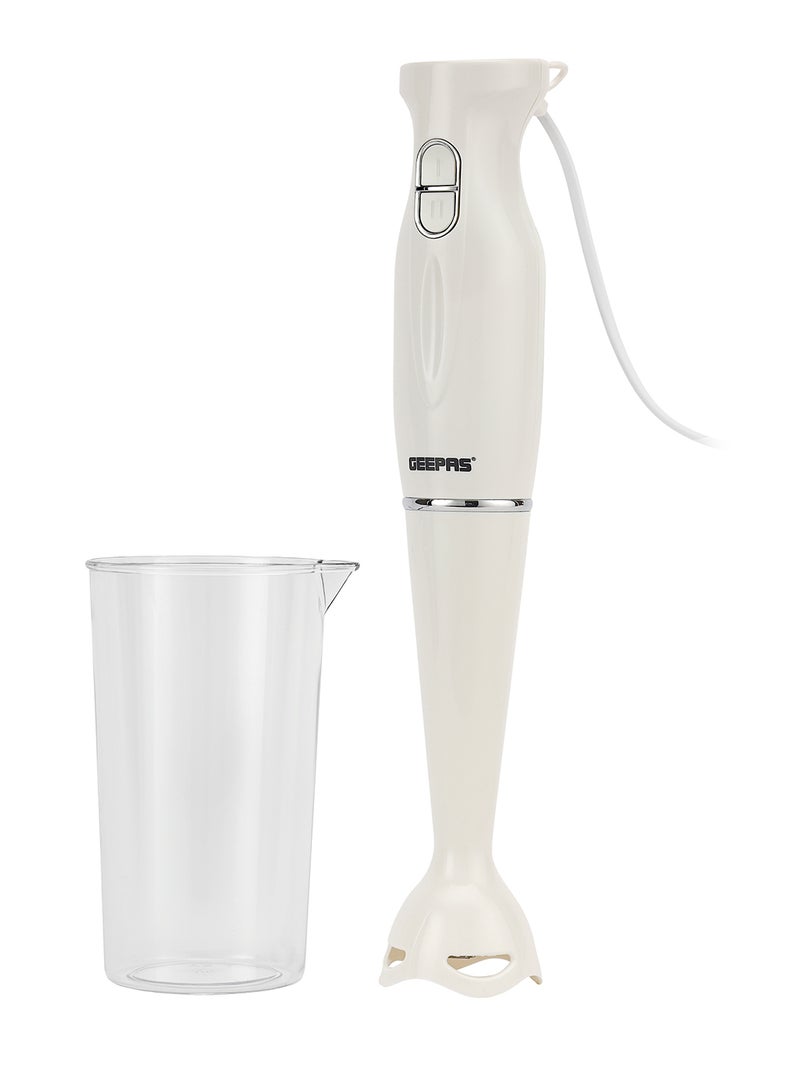 Hand Blender , 2 Speed, Stainless Steel Blade | Low Noise DC Motor | Detachable Stick | Ideal for Making Smoothies, Milk Shakes, Baby Food | Anti-Splash White Guard GHB6143 White