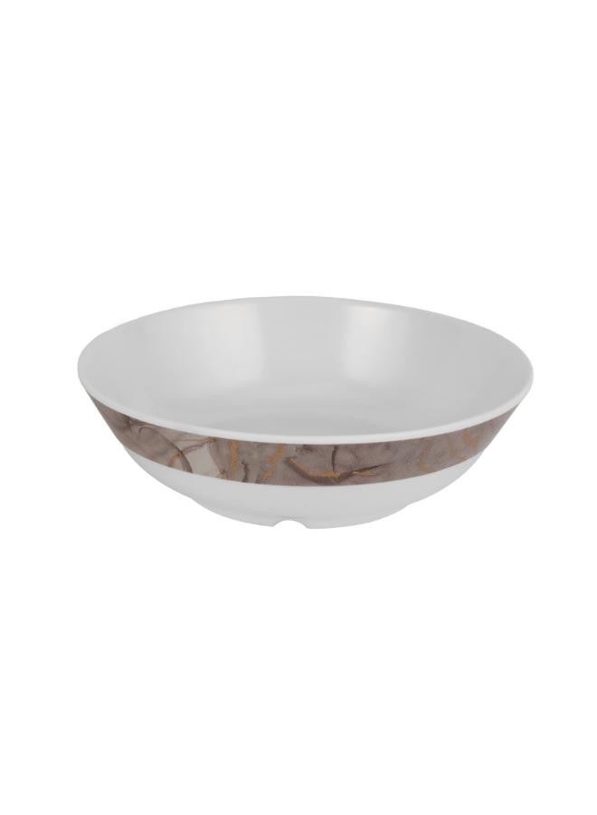45-Piece Melamlne Dinner Set With 1X36Cm Oval Plate, 8X25Cm Deep Plates, 8X20Cm Soup Plates, 8X20Cm Dinner Plates, 2X20Cm Round Bowls, 8X13Cm Round Bowls, 8Xsoup Spoons, 1Xrice Spoon, 1Xladle, Serves 8 For Famlly Gatherings, Brown Floral White 44.5x28x28cm
