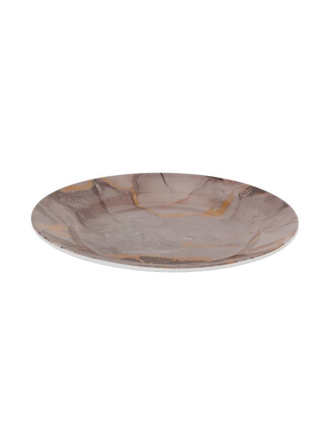 45-Piece Melamlne Dinner Set With 1X36Cm Oval Plate, 8X25Cm Deep Plates, 8X20Cm Soup Plates, 8X20Cm Dinner Plates, 2X20Cm Round Bowls, 8X13Cm Round Bowls, 8Xsoup Spoons, 1Xrice Spoon, 1Xladle, Serves 8 For Famlly Gatherings, Brown Floral White 44.5x28x28cm
