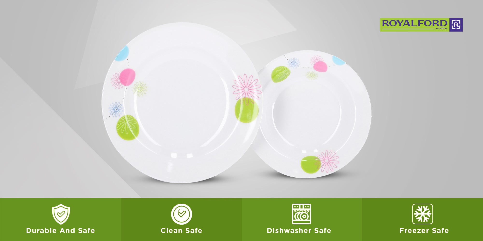 20 Pieces Melamine Dinner Set Multicolor Assorted Design White 10inch
