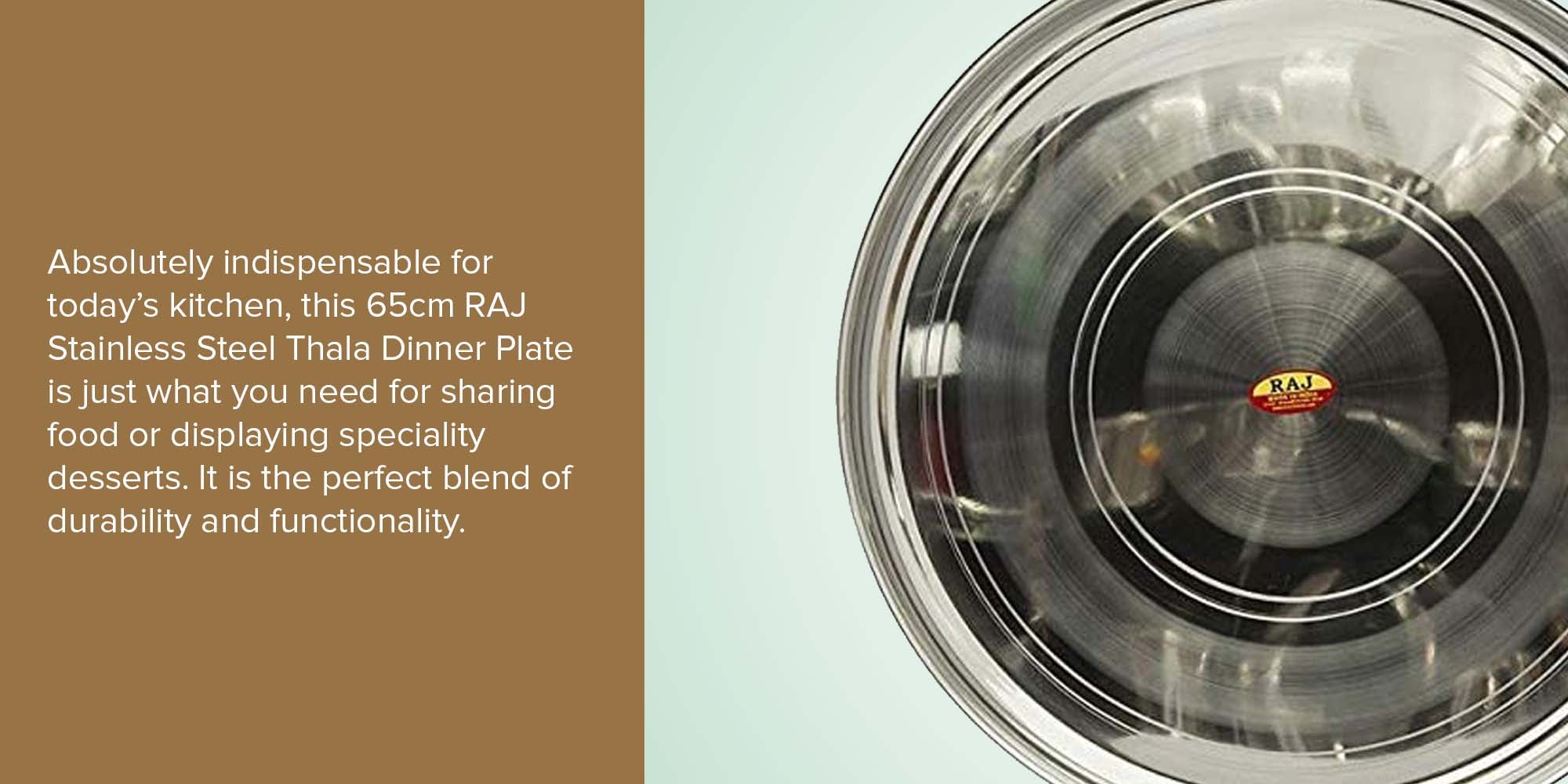 Stainless Steel Thala Dinner Plate Silver 65cm