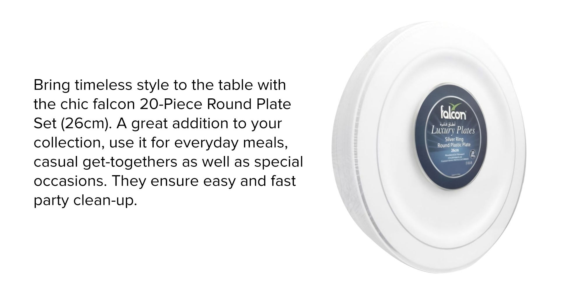 20-Piece Round Plate Set White 26cm