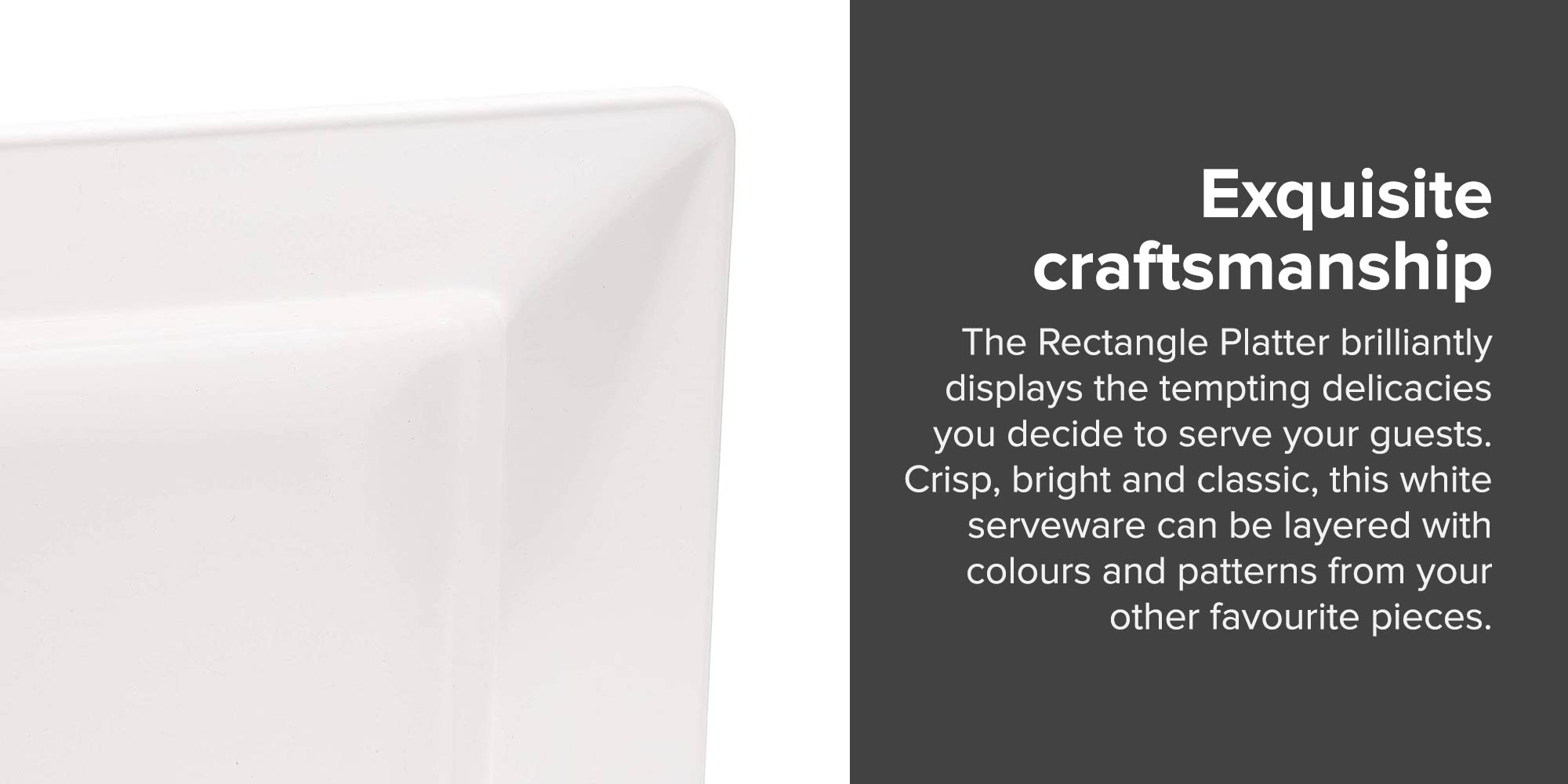 ml Rectangle Platter Multicolour Standard White 5.4x56x32cm