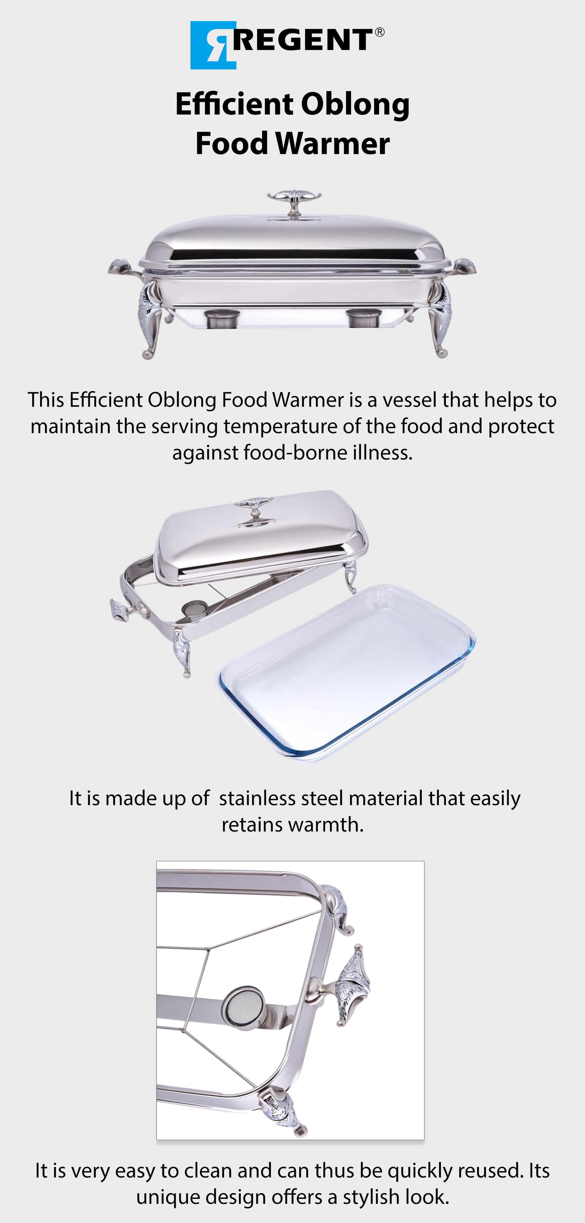 Rectangular Warmer Dish Silver