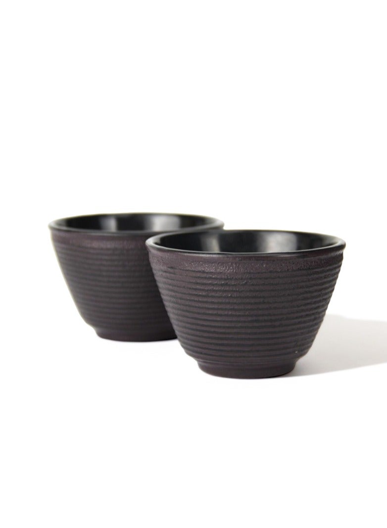 Durable Coated with Enamel Interior Cast Iron Teapot with Stainless Steel Infuser for Brewing Loose Tea Leaf 1.1 Liter (Red-Brown) w/ 2 cups