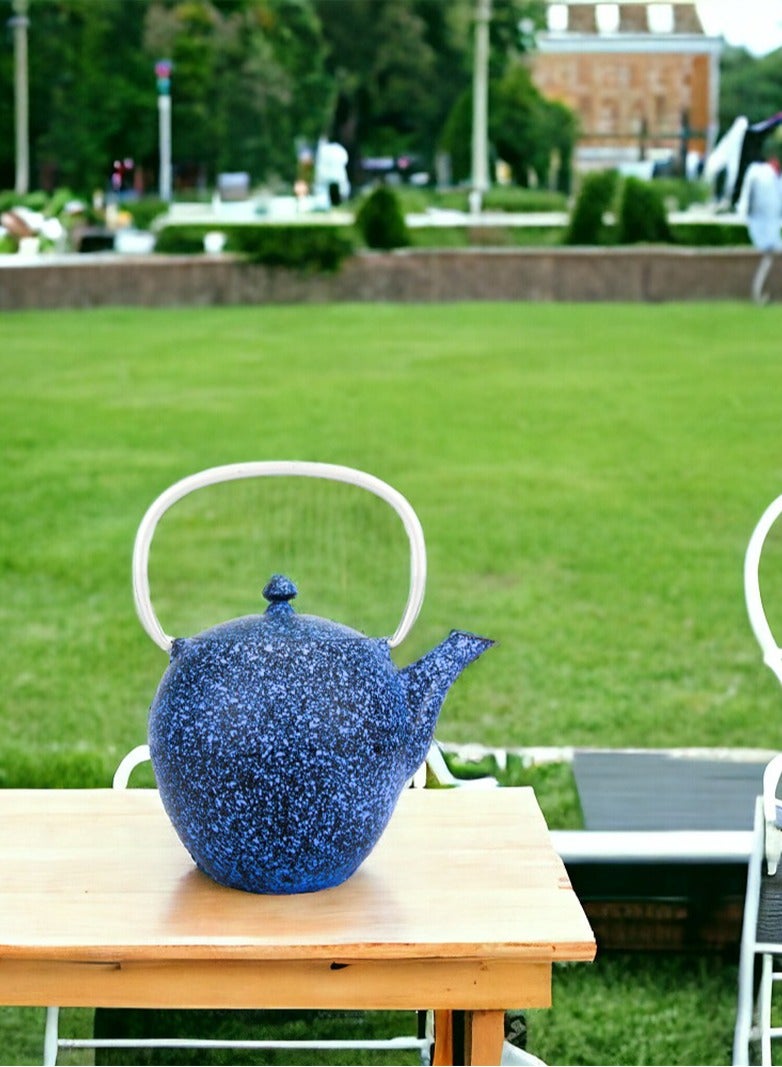 Elevate Your Tea Experience Blue 1.1L Cast Iron Teapot with Enamel Coating