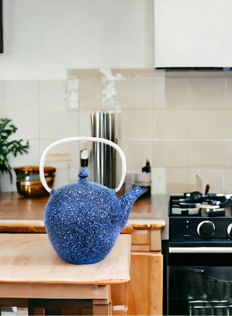 Elevate Your Tea Experience Blue 1.1L Cast Iron Teapot with Enamel Coating