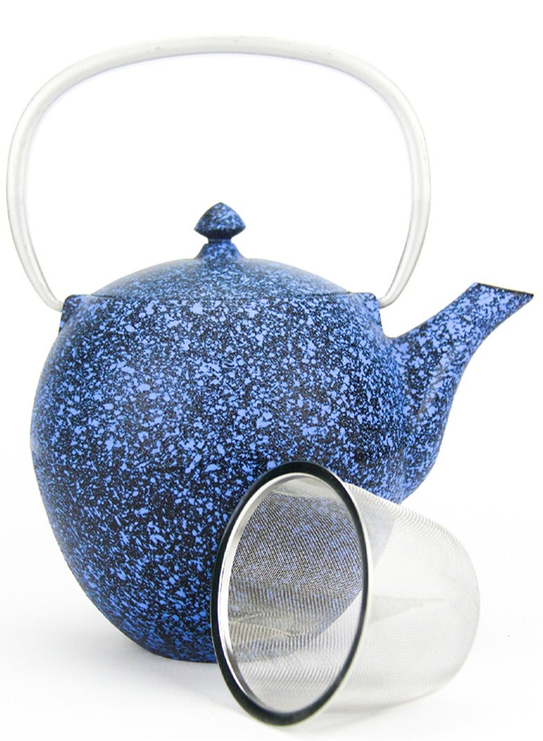Elevate Your Tea Experience Blue 1.1L Cast Iron Teapot with Enamel Coating