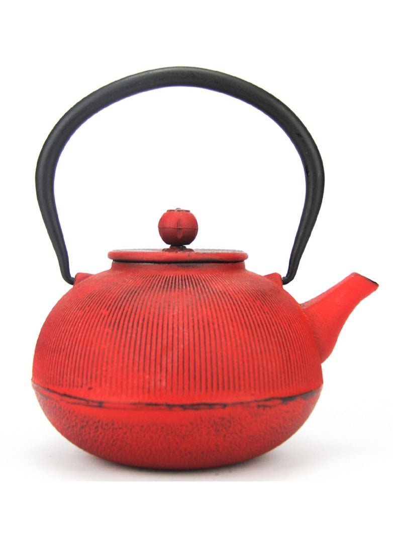 Elevate Your Tea Experience Red Green 1.1L Cast Iron Teapot with Enamel Coating
