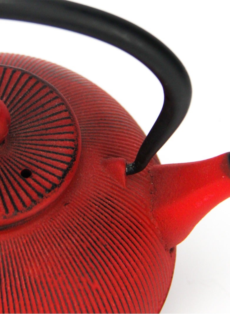 Elevate Your Tea Experience Red Green 1.1L Cast Iron Teapot with Enamel Coating