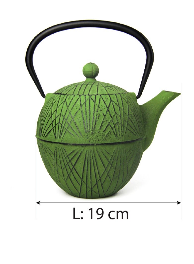Elevate Your Tea Experience Green 1.1L Cast Iron Teapot with Enamel Coating