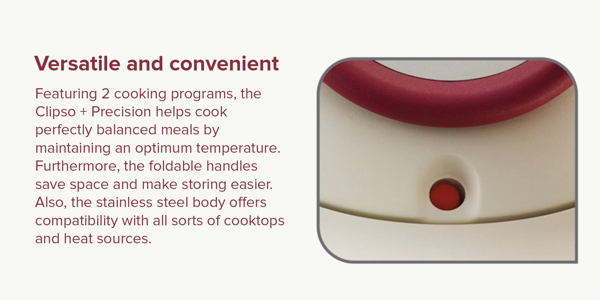 TEFAL Pressure Cooker | Clipso Precison 10 L | Stainless Steel | 2 Cooking Programs | Foldable Handles | Made in France | 2 Years Warranty | P4411562 Red and Silver 10.0Liters
