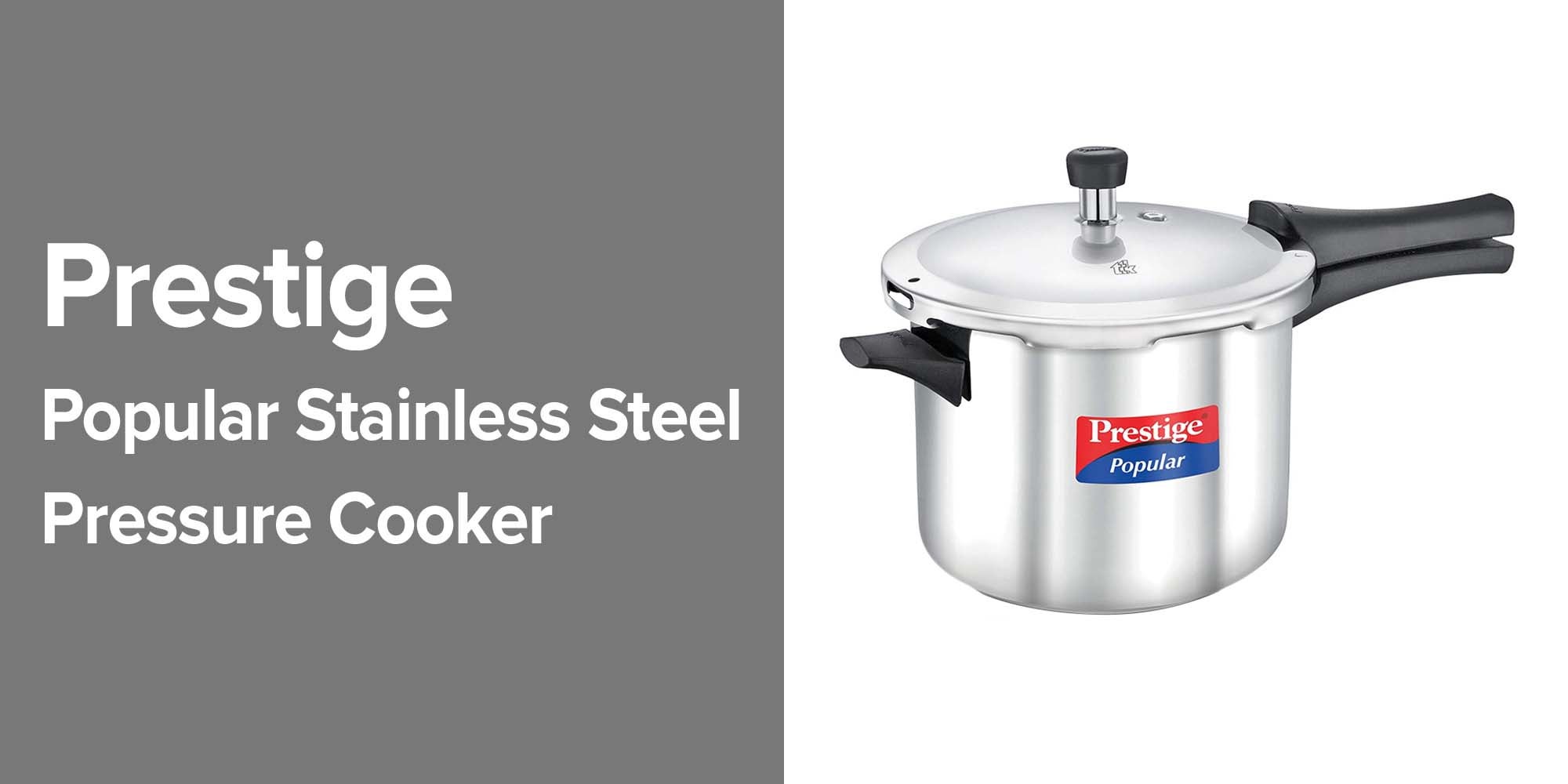 Popular Stainless Steel Pressure Cooker with 4.5 mm Thick Alpha Base and Induction Compatible and with sturdy handles Silver 5Liters