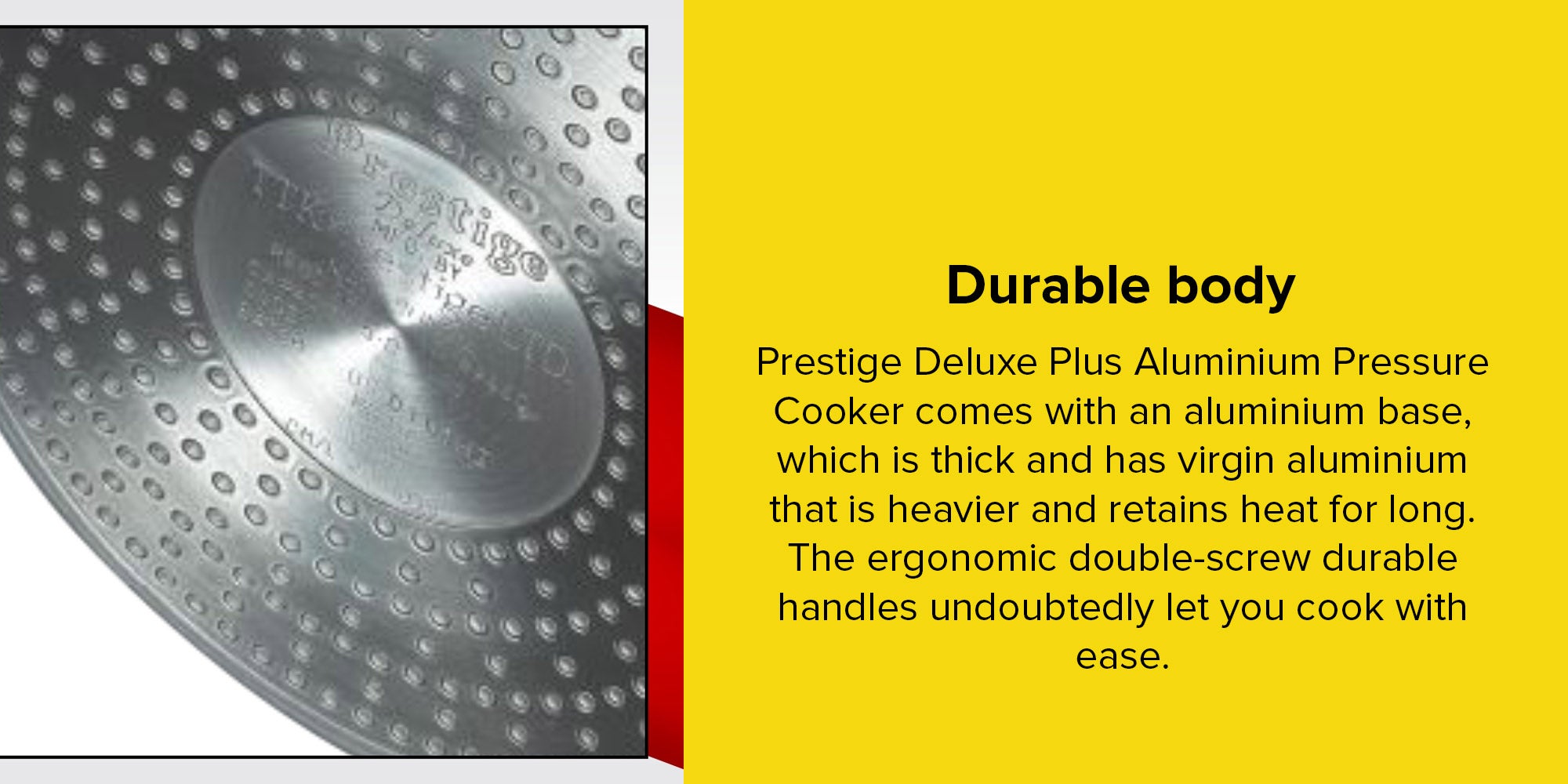 Deluxe Plus Baby Handi Aluminium Pressure Cooker  with Outer lid, Induction compatibale Base Durable Design Silver 2Liters