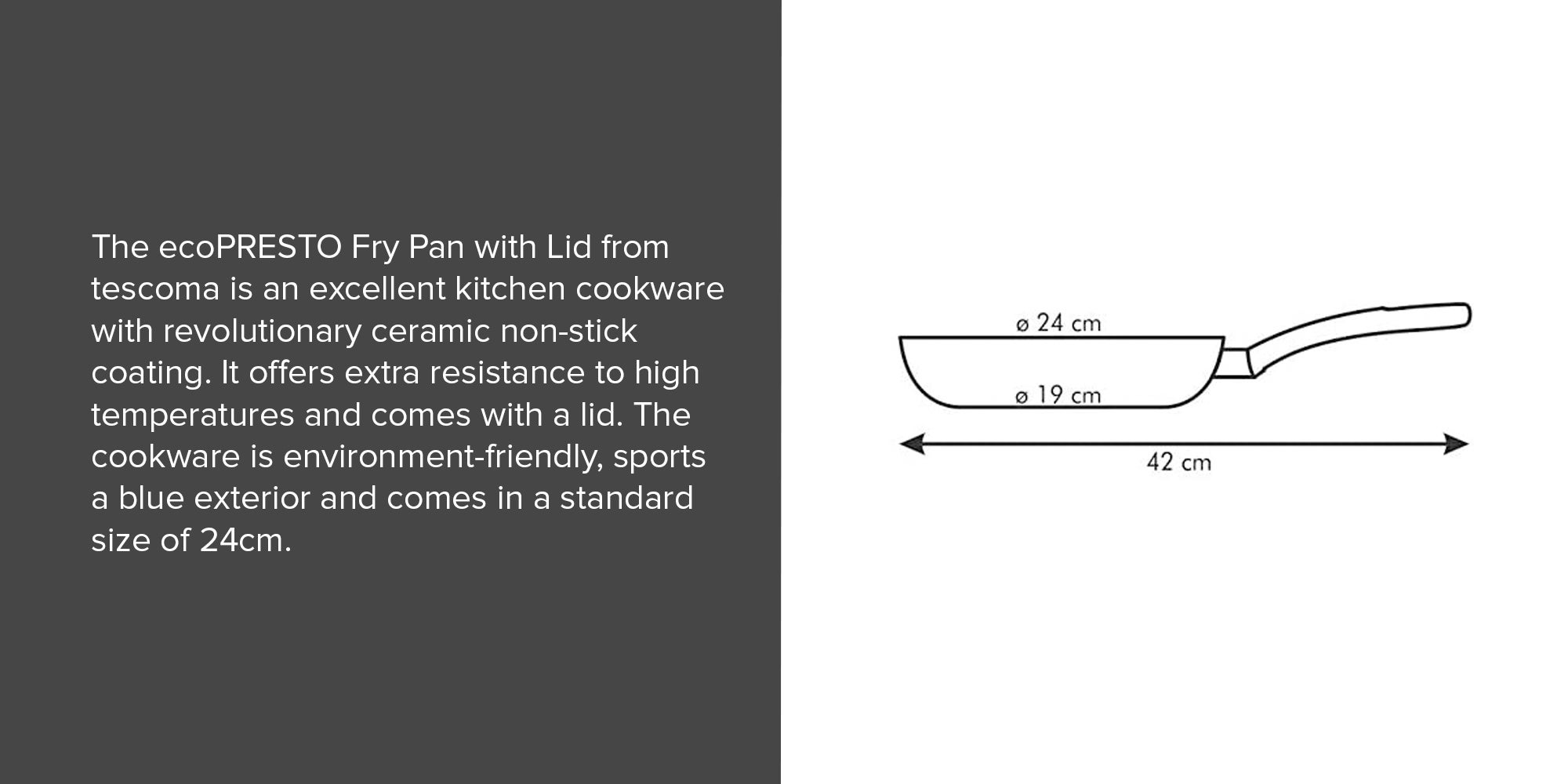 Eco Presto Fry Pan With Lid Blue 24cm