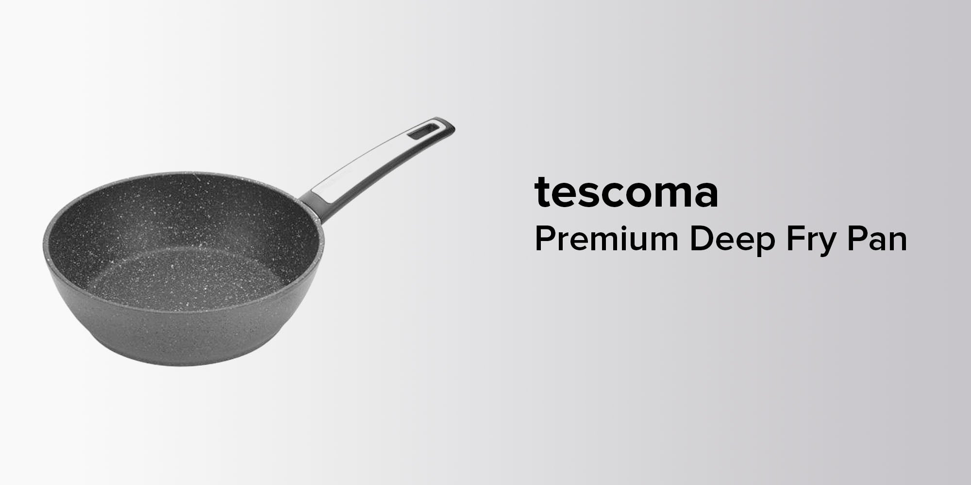 Premium Deep Fry Pan Stone Black 24cm