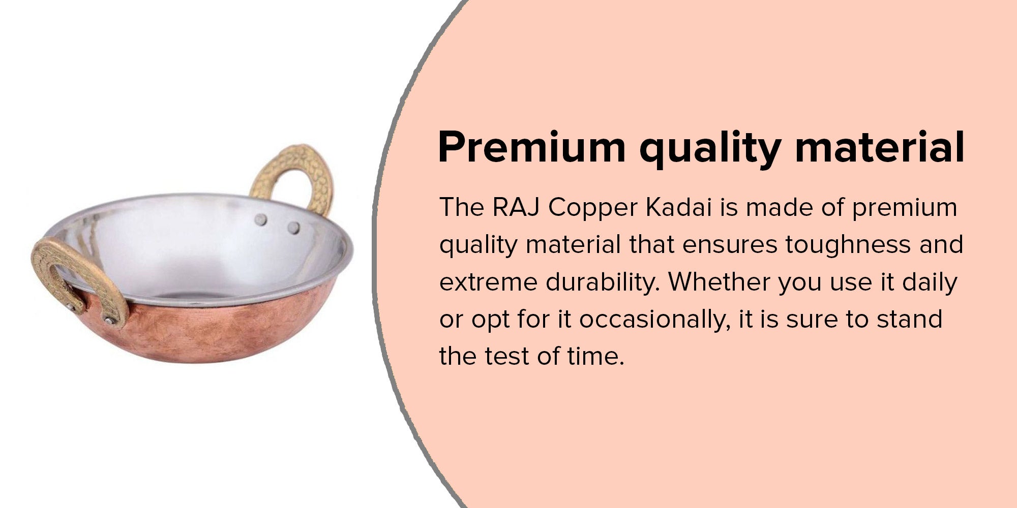 RAJ COPPER KADAI SERVING BOWL, 17.5 CM , COPPER, TCK003, Curry Bowl , Salad Bowl , Side Bowl , Dessert Bowl Copper 5x17.5cm