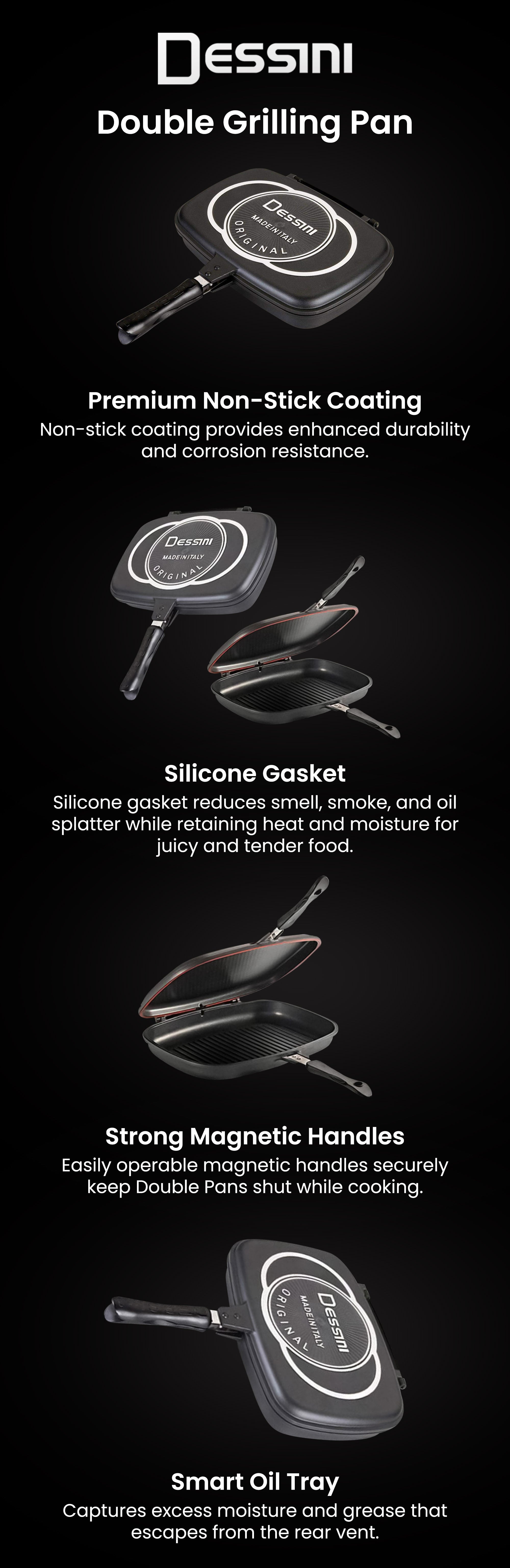 Double Grilling Pan Black/Silver/Red 40cm