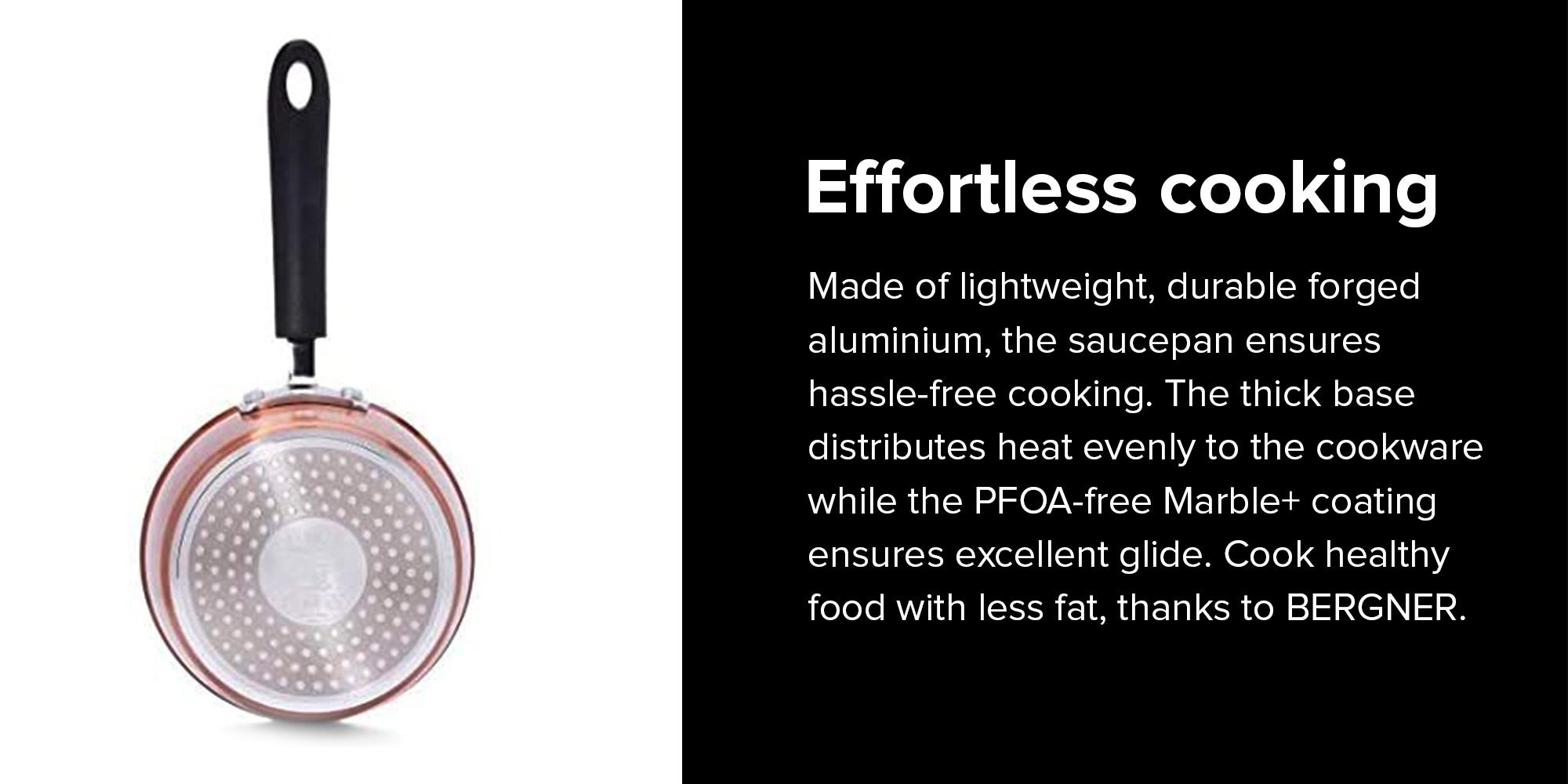 Pandora Forged Aluminium Induction Bottom Non-stick Saucepan With Lid Copper 16cm