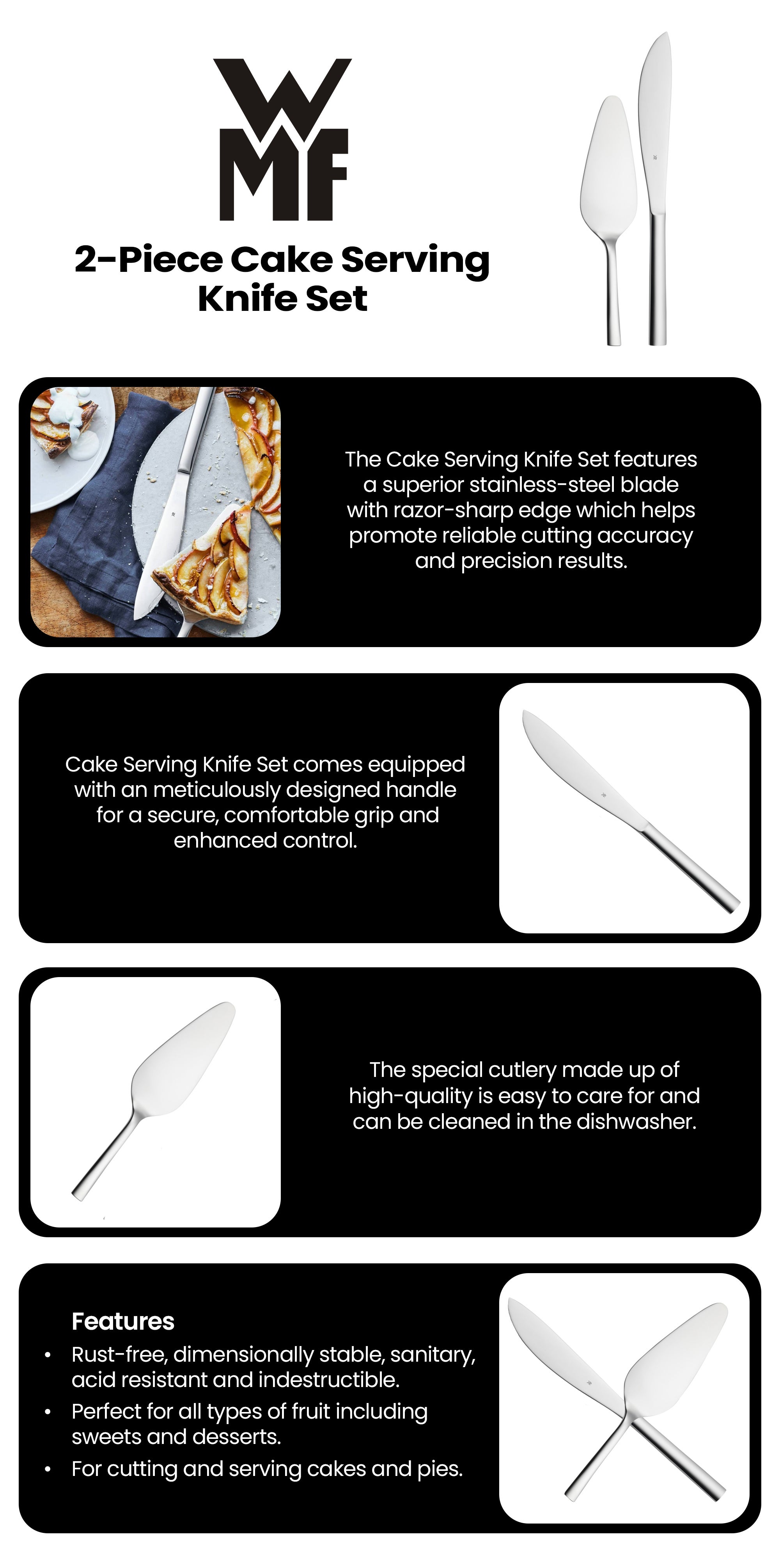 2-Piece Cake Serving Knife Set Silver 28cm