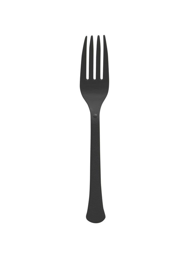 Premium Heavy Weight Plastic Forks | Jet Black | Pack Of 50 | Party Supply