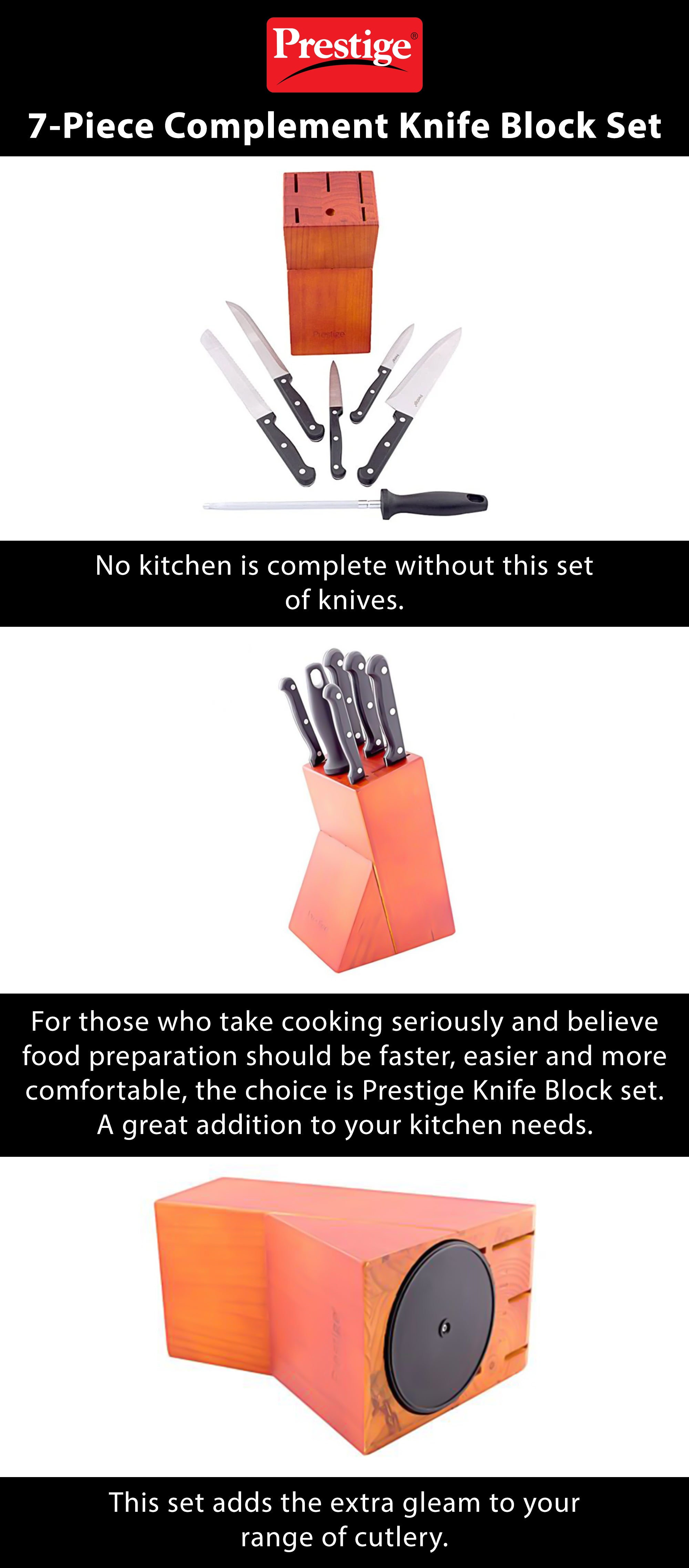 7-Piece Complement Knife Block Set Silver/Black/Orange