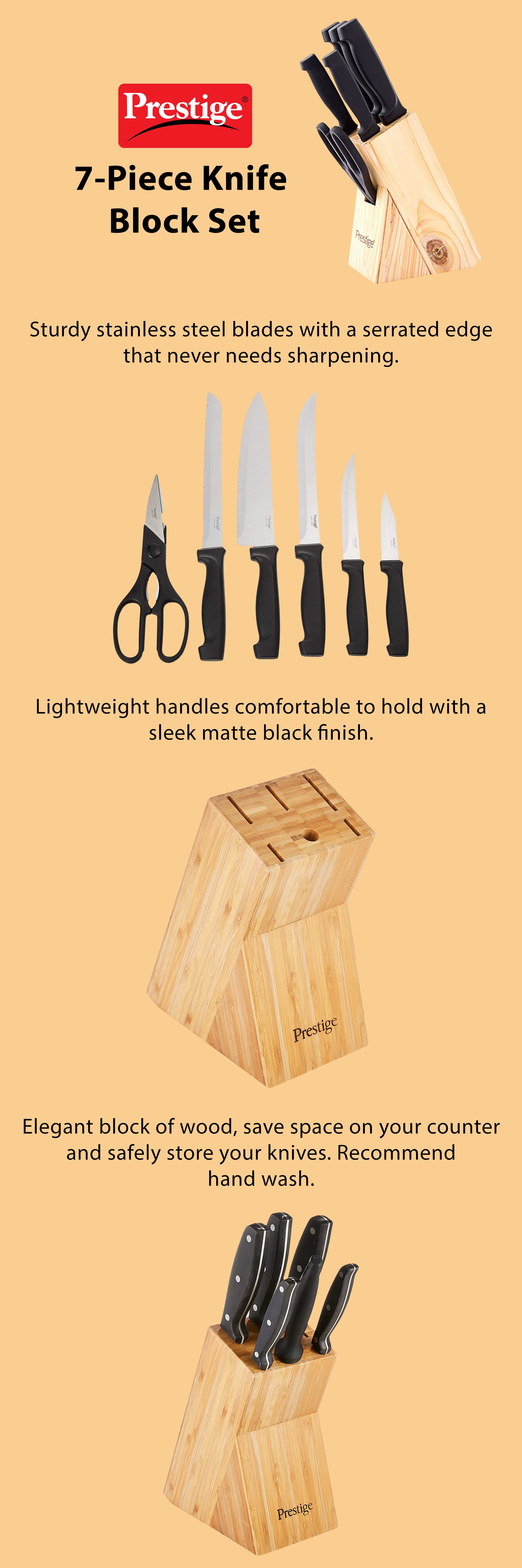 7-Piece Knife Block Set PR50919 Black/Brown/Silver