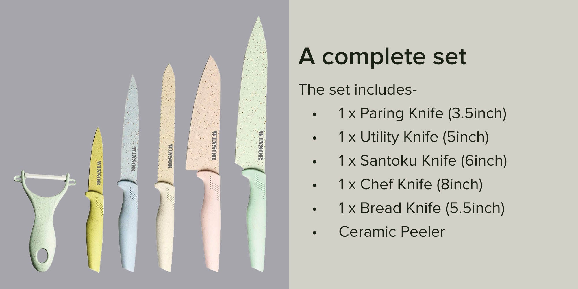 6-Piece Non Stick Knife Set Multicolour