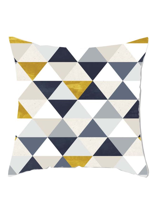 Geometric Pattern Cushion Cover White/Grey/Yellow 45x45cm