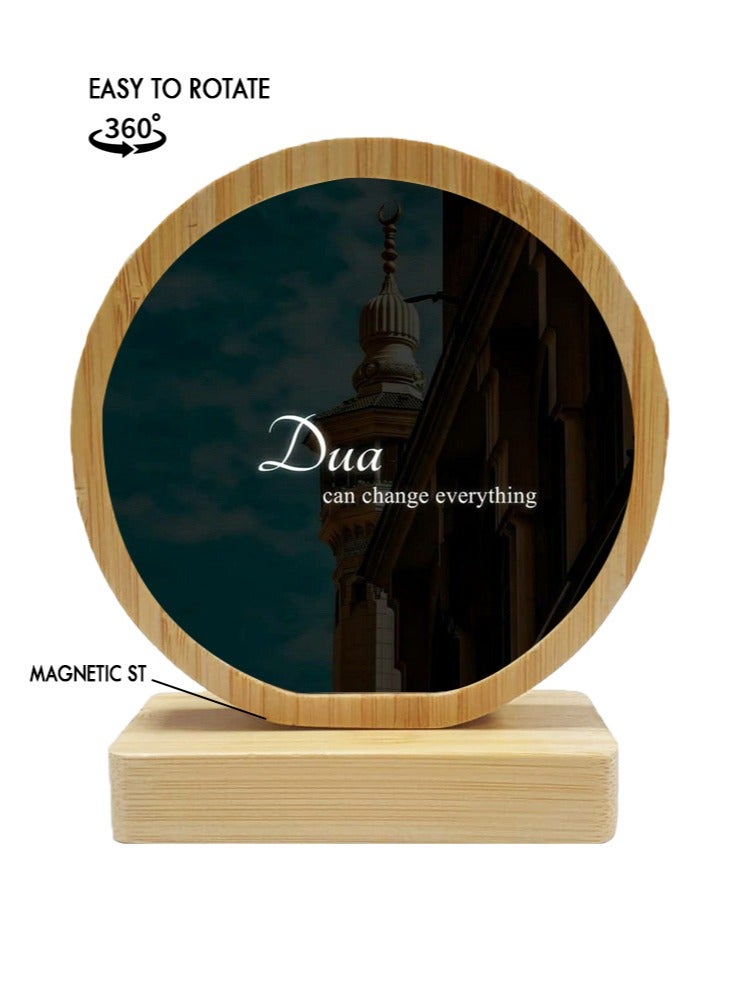 Protective Printed White Round Shape Wooden Photo Frame for Table Top Dua Can Change Everything