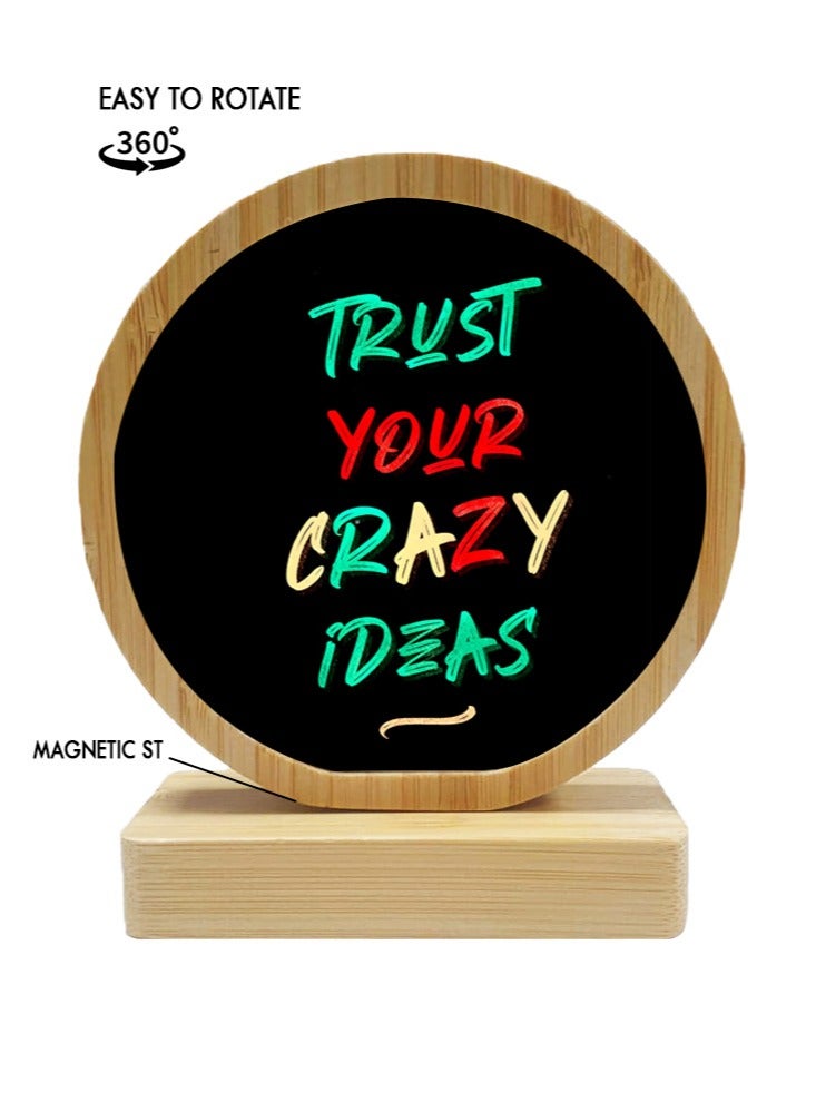 Protective Printed White Round Shape Wooden Photo Frame for Table Top Trust Your Crazy Ideas
