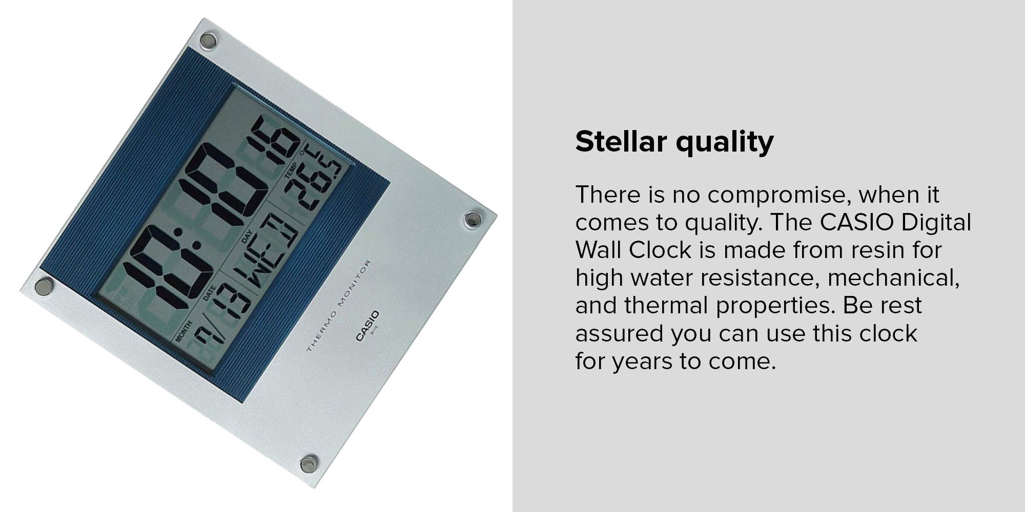 Square Shaped Digital Wall Clock Silver/Blue/Grey 236×221×25mm